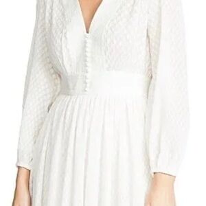 Zimmermann  Off White Textured V-Neck Long Sleeve  Dress